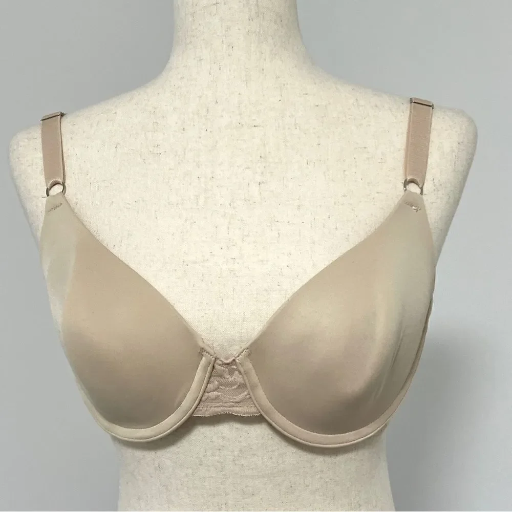 Wacoal Reverie Seamless Contour Bra 32D Underwire Lace Tan 65360 Like New